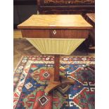 A Victorian rosewood chess top workbox on pillar and platform base