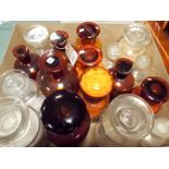 A large quantity of antique French chemists bottles and jars - many with contents inscribed in