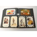 An album containing approximately 268 comic postcards dates ranging from the early 1920's through