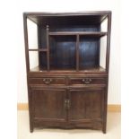 Chinese rosewood graduated shelf display stand with drawers and cupboards under 35" wide 53" high
