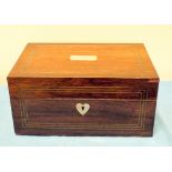 Victorian inlaid rosewood fitted box with lift out tray