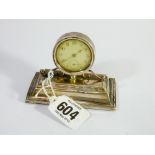 A 1920's silver mounted desk clock Chester 1924