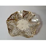 Irish silver hexagonal dish, with pierced detail,