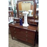 An Edwardian inlaid mahogany dressing chest 3'6 wide