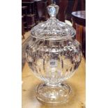 A good quality cut glass bon bon jar or punch bowl standing 47cms including lid at time of