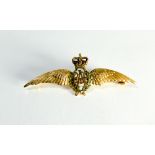 A 9ct yellow gold RAF sweetheart brooch with enamel highlights,