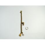 9ct gold charm bracelet and a child's 9ct gold ring, gross weight 12.