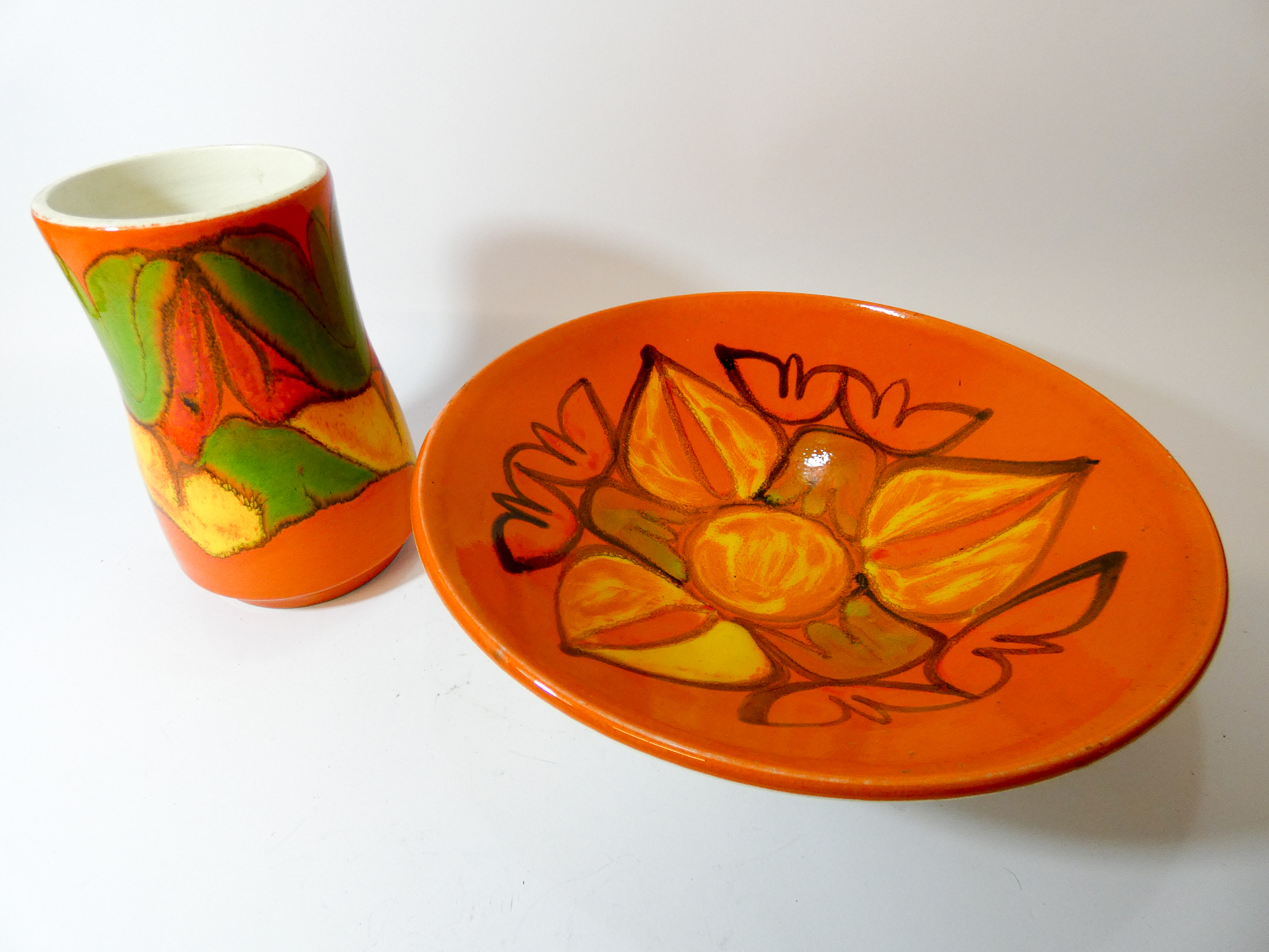 Poole Pottery Delphis vase and a fruit bowl shape number 57