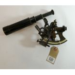 A three draw brass telescope,