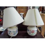 A pair of Poole pottery table lamps with shades