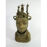 An African bronze bust head,