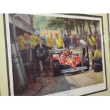 Alan Fearnley Limited edition signed print 'Villeneuve pit stop' No 399/850 framed and glazed