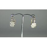 Pair of antique diamond earrings,