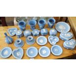 Several pieces of blue and white Wedgwood Jasper wear