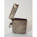 Early 20th century silver vesta case with floral engraved panels. Birmingham 1912.