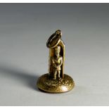 An unusual Grenadier guards sentry box seal or fob, the base set with a circular chalcedony,