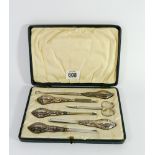 A cased silver mounted ladies manicure set