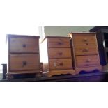 Three various pine bedside chests