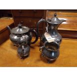 A 1920's four piece silver plated tea set