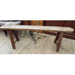 An elm bench stool 55" long