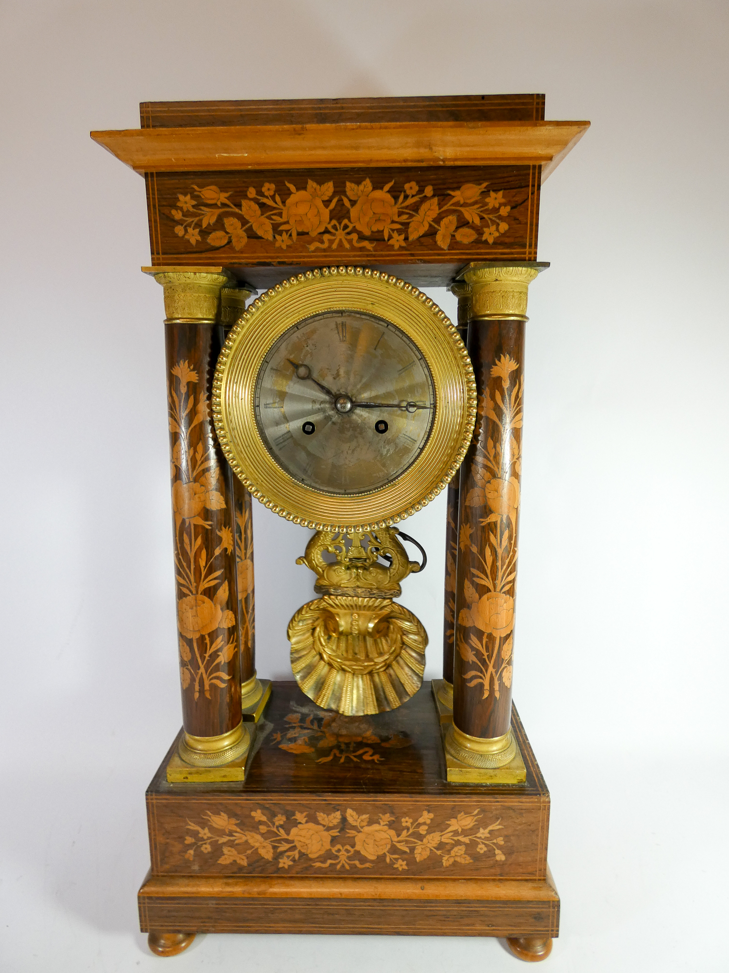 A Regency inlaid rosewood portico clock with brass bezel, - Image 2 of 3