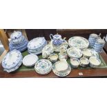 Masons regency and Strathmore patterned dinner and tea ware, blue and white tureens, plates,