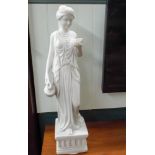 Pair of marble classical maiden water carriers, after the antique, height 80 cms.