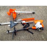 A Eckman power garden combo, hedge strimmer, strimmer, chain saw, brush cutter,