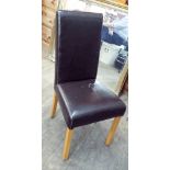 A set of six chocolate brown faux leather dining chairs as found