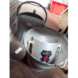 A galvanized bucket,