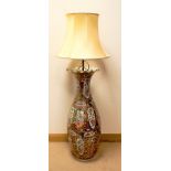A large Chinese Famille rose vase converted to electricity with brass electric light fitting to the
