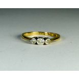 18ct gold and platinum mounted vintage three stone diamond ring