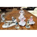 Royal Doulton lady figure 'Autumn', a Lladro figure of children on a seesaw,