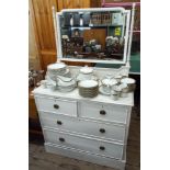 An Edwardian white painted dressing chest fitted two long and two short drawers with swing mirror,