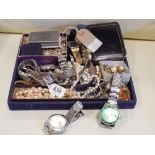 Assorted costume jewellery and gents watches etc