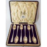 Cased set of six silver teaspoons.