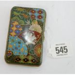 Japanese cloisonne enamel cigarette case, approx 9 cms long.