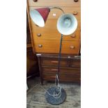 A 1970's twin branch reading lamp standard