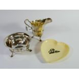 Hallmarked silver sugar basin and matching cream jug 6.