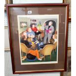 Beryl Cooke signed print 'the Vicars Tea Party' blind proof stamp,