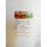 Two Wine label lithographic posters in colours, on arches paper,