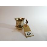 A silver christening mug, with man in the moon design handle. Weight 2 ozt.