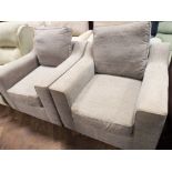 A pair of Easy Chairs in oatmeal covering with loose cushions