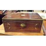 A Regency brass inlaid rosewood writing box