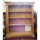 A modern pine open bookcase 3'6 wide