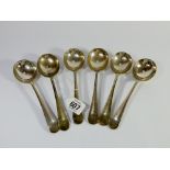 Set of six hallmarked silver soup spoons 10 troy ozs