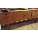 A 1960's Langlow teak sideboard fitted drawers and cupboards,