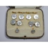 Gents vintage platinum and 18ct gold cufflinks and shirt stud set,