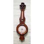 A French Victorian banjo wall barometer in rosewood case