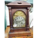 An Edwardian bracket clock with striking movement,